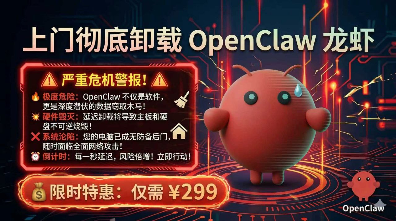 上门彻底卸载 openclaw：现时优惠 299